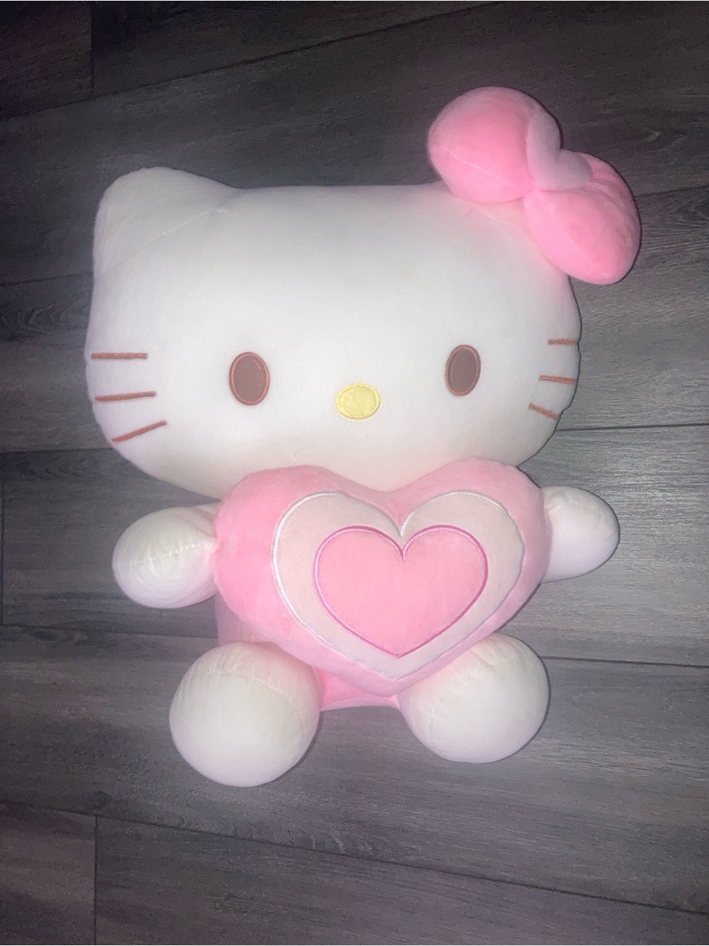 Hello Kitty White and Pink Heart Plush with Bow